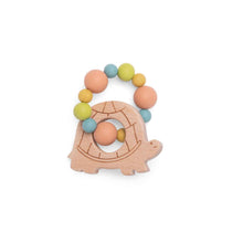 Charger l'image dans la galerie, Hochet anneau de dentition bois et silicone tortue Les Trois petits lapins - Moulin Roty