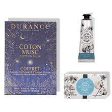 Charger l'image dans la galerie, Contenu du coffret Coton Musc Durance : savon 125 g et crème mains 30 ml