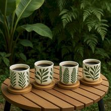 Charger l'image dans la galerie, Matcha coffret de 4 tasses avec soucoupes. bois - Home Edelweiss