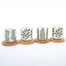 Charger l'image dans la galerie, Matcha coffret de 4 tasses avec soucoupes. bois - Home Edelweiss