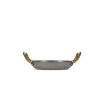 Charger l'image dans la galerie, Plat à servir avec poignée dorée martelée argent antique Serve - Bonbistro